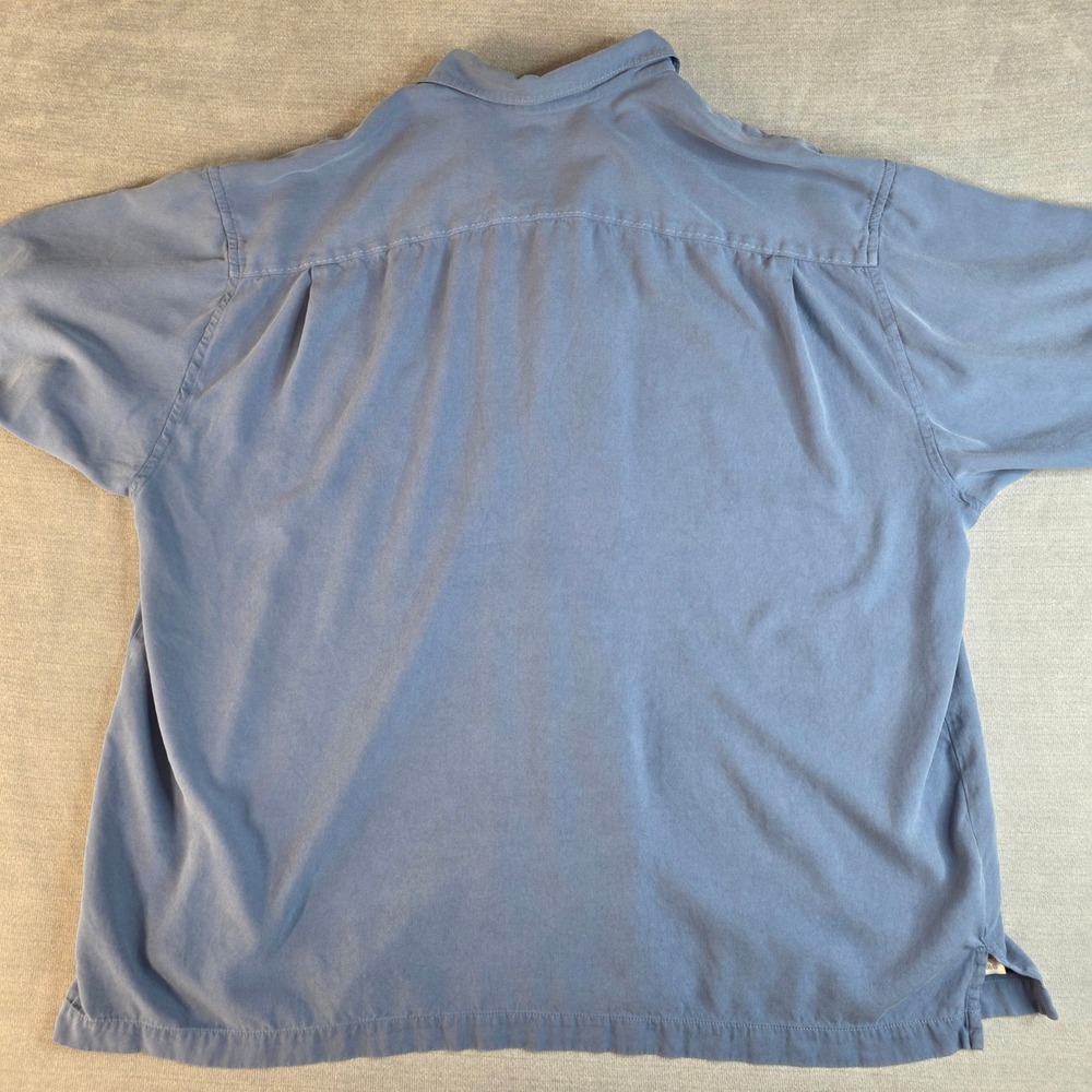 Tommy Bahama Silk Camp Shirt Mens XXL Blue Tropical Resort Luxury Minimalist - Picture 4 of 11
